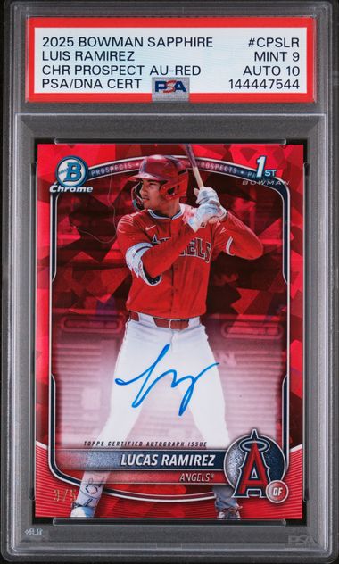 2025 Bowman Sapphire Edition Chrome Prospects Sapphire Autographs Red Lucas Ramirez #CPSLR