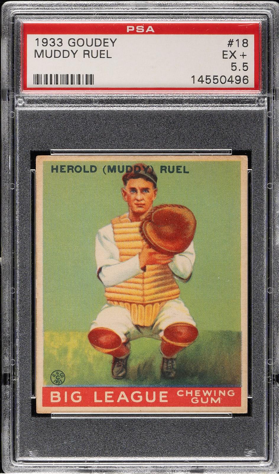 Lot # 1115: 1933 R319 Goudey #18 Muddy Ruel PSA EX+ 5.5