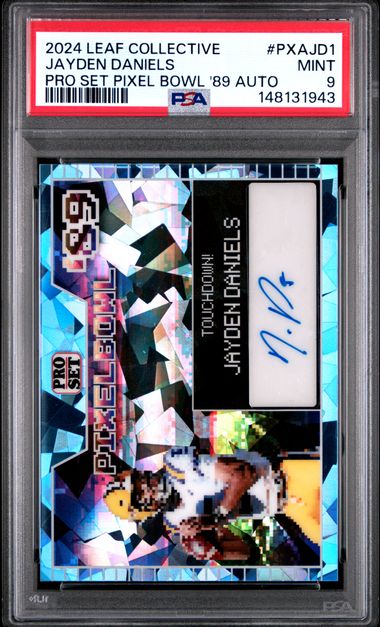 2024 Leaf Metal Collective Pro Set Pixel Bowl '89 Autographs Light Blue Crystal 1/1 Jayden Daniels #PXAJD1