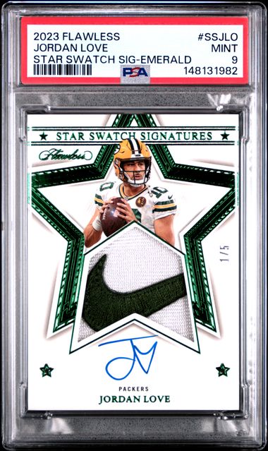 2023 Panini Flawless Star Swatch Signatures Emerald Jordan Love #SSJLO