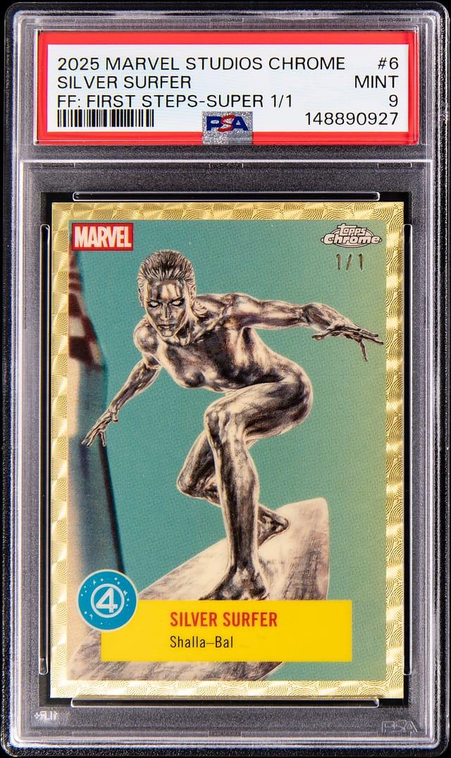 2025 Topps Marvel Studios Chrome the Fantastic Four: First Steps Superfractor 1/1 Silver Surfer #6