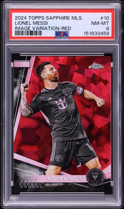 2024 Topps Chrome Sapphire MLS Image Variation Red Lionel Messi /5 #10 PSA 8 NM-MT