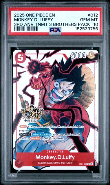 2025 One Piece 3rd Anniversary Tournament 3 Brothers Pack Monkey D. Luffy #ST01-012