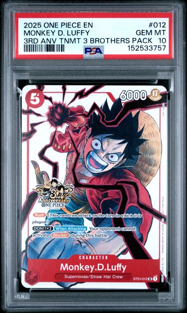 2025 One Piece 3rd Anniversary Tournament 3 Brothers Pack Monkey D. Luffy #ST01-012
