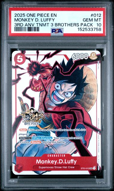 2025 One Piece 3rd Anniversary Tournament 3 Brothers Pack Monkey D. Luffy #ST01-012