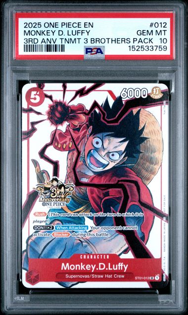 2025 One Piece 3rd Anniversary Tournament 3 Brothers Pack Monkey D. Luffy #ST01-012