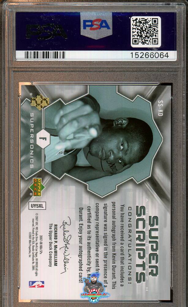 Back of 2007 Spx Super Script Autograph Kevin Durant #KD