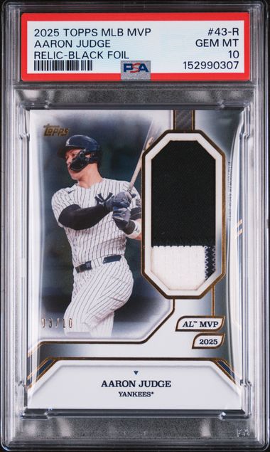 2025 Topps MLB MVP Collection Relic Black Foil Aaron Judge #43-R /10