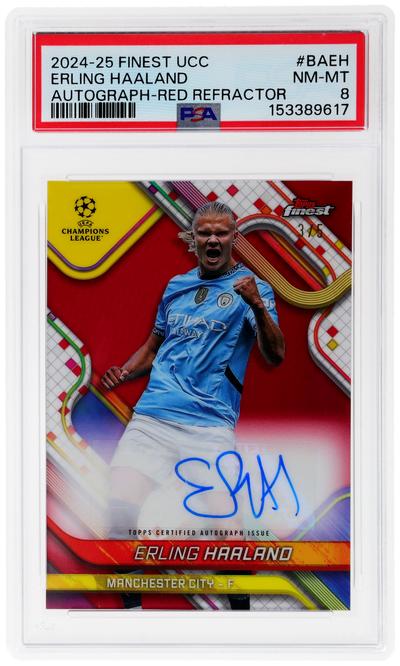 2024 Finest UEFA Club Competitions Autograph Red Refractor Erling Haaland #BA-EH 3/5 PSA 8
