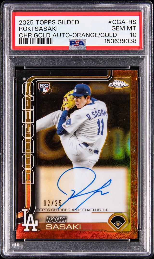 2025 Topps Gilded Collection Chrome Gold Autographs Orange Gold Refractor #CGA-RS Roki Sasaki Signed