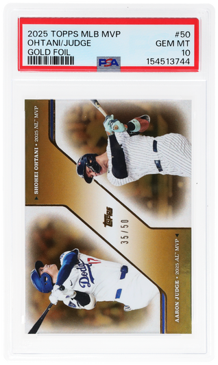 2025 Topps MLB MVP Collection Gold Foil Aaron Judge/Shohei Ohtani #50 /50