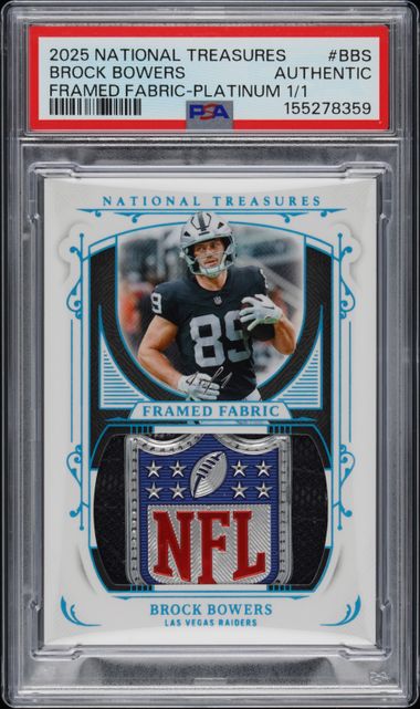 2025 National Treasures Framed Fabric Platinum Brock Bowers #FF-BBS /1