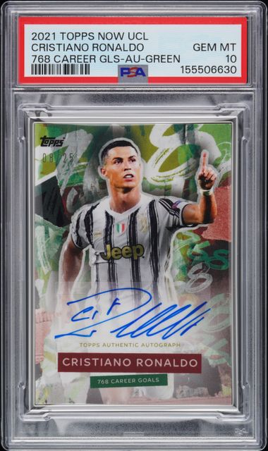 2021 Topps Now Ucl 768 Career Goals Autograph Green Cristiano Ronaldo