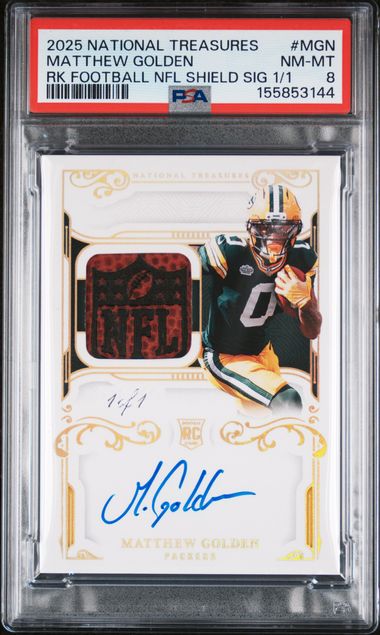 2025 Panini National Treasures Rookie Football NFL Shield Signatures 1/1 Matthew Golden #MGN