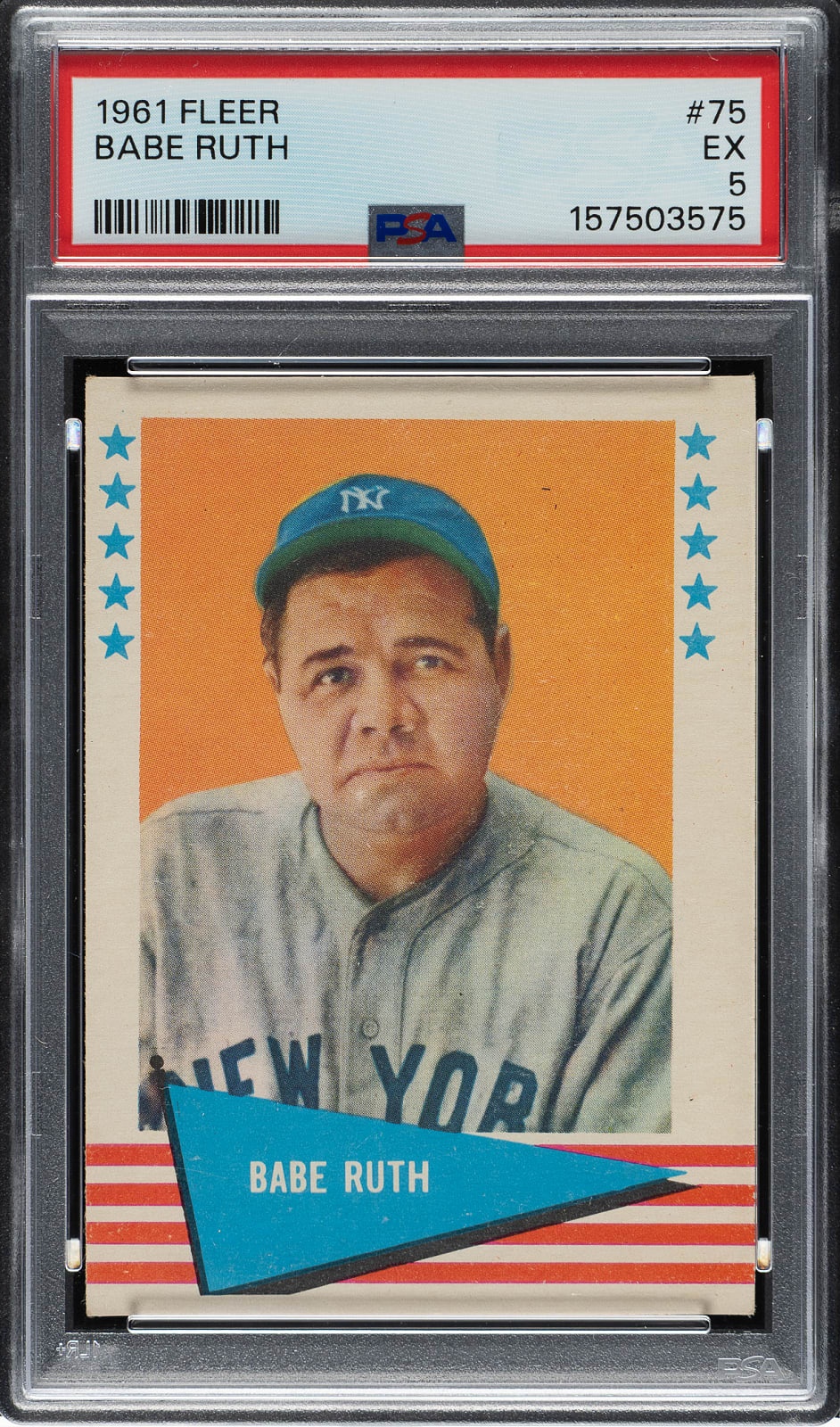 Lot # 2848: 1961 Fleer All-Time Greats #75 Babe Ruth PSA EX 5