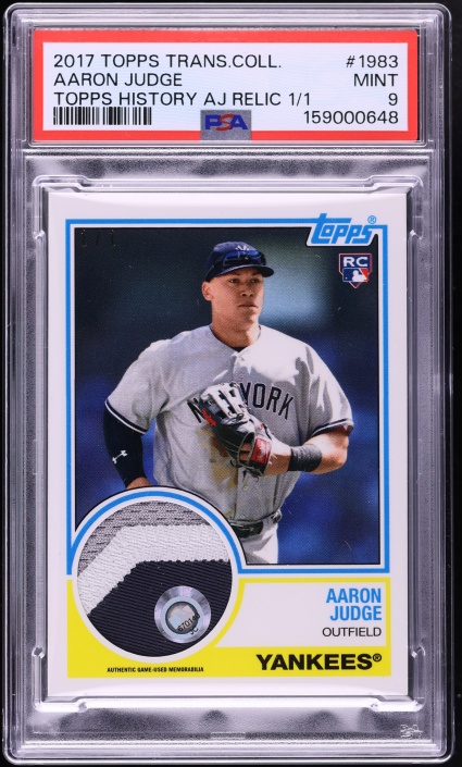 2017 Topps Transcendent Collection History Aaron Judge ROOKIE PATCH 1/1 #AJ-1983 PSA 9 MINT