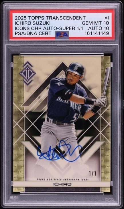 2025 Topps Transcendent Collection Icons Chrome Superfractor Ichiro AUTO DNA 10 1/1 PSA 10 GEM