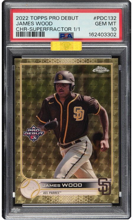 2022 Topps Pro Debut James Wood (Chrome Autograph-Superfractor)#PDC-132 PSA Gem Mint 10 - #'d 1/1 -