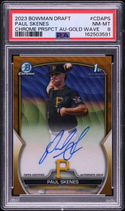 2023 Bowman Draft Chrome Prospect Autograph Gold Wave Refractor Paul Skenes #CDA-PS /50