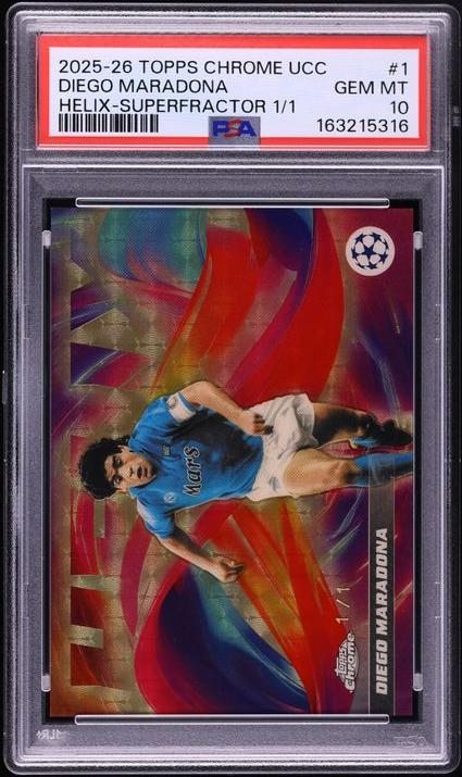 2025 Topps Chrome UEFA Club Competitions Helix Superfractor 1/1 Diego Maradona #1