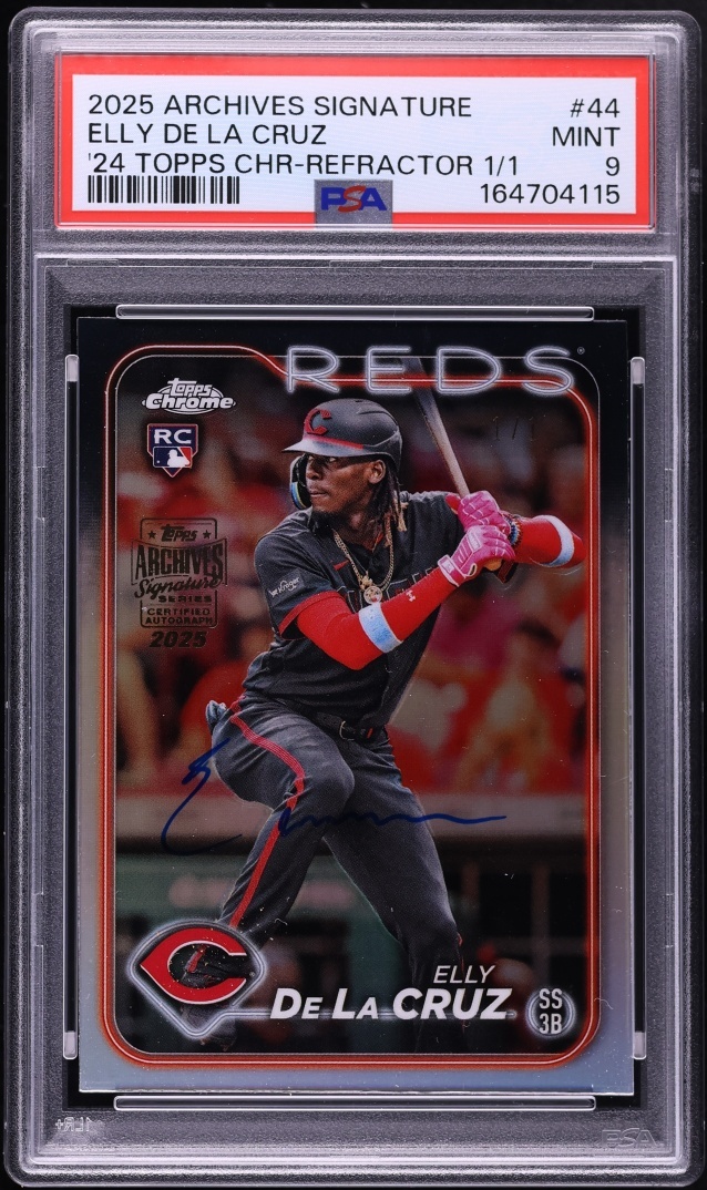 2025 Topps Chrome Archives Signature Series '24 Refractor Elly De La Cruz RC AUTO 1/1 #44 PSA 9