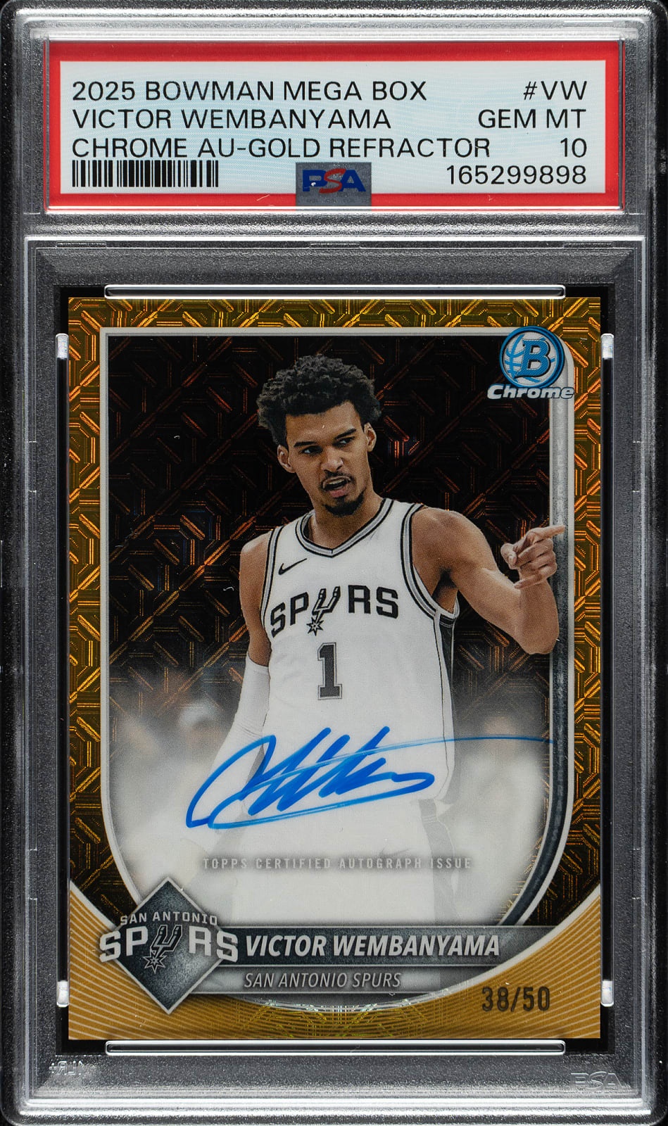 2025 Bowman Chrome Autographs Gold Mojo Refractors Victor Wembanyama #BCAVW /50
