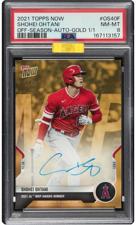 2021 Topps Now Shohei Ohtani (Off-Season-Autograph-Gold) #OS-40FPSA NM-MT 8 - #'d 1/1 - MBA Gold!