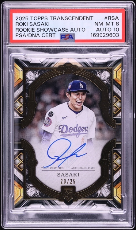 2025 Topps Transcendent Rookie Showcase Autographs Roki Sasaki #TCRSARSA /25