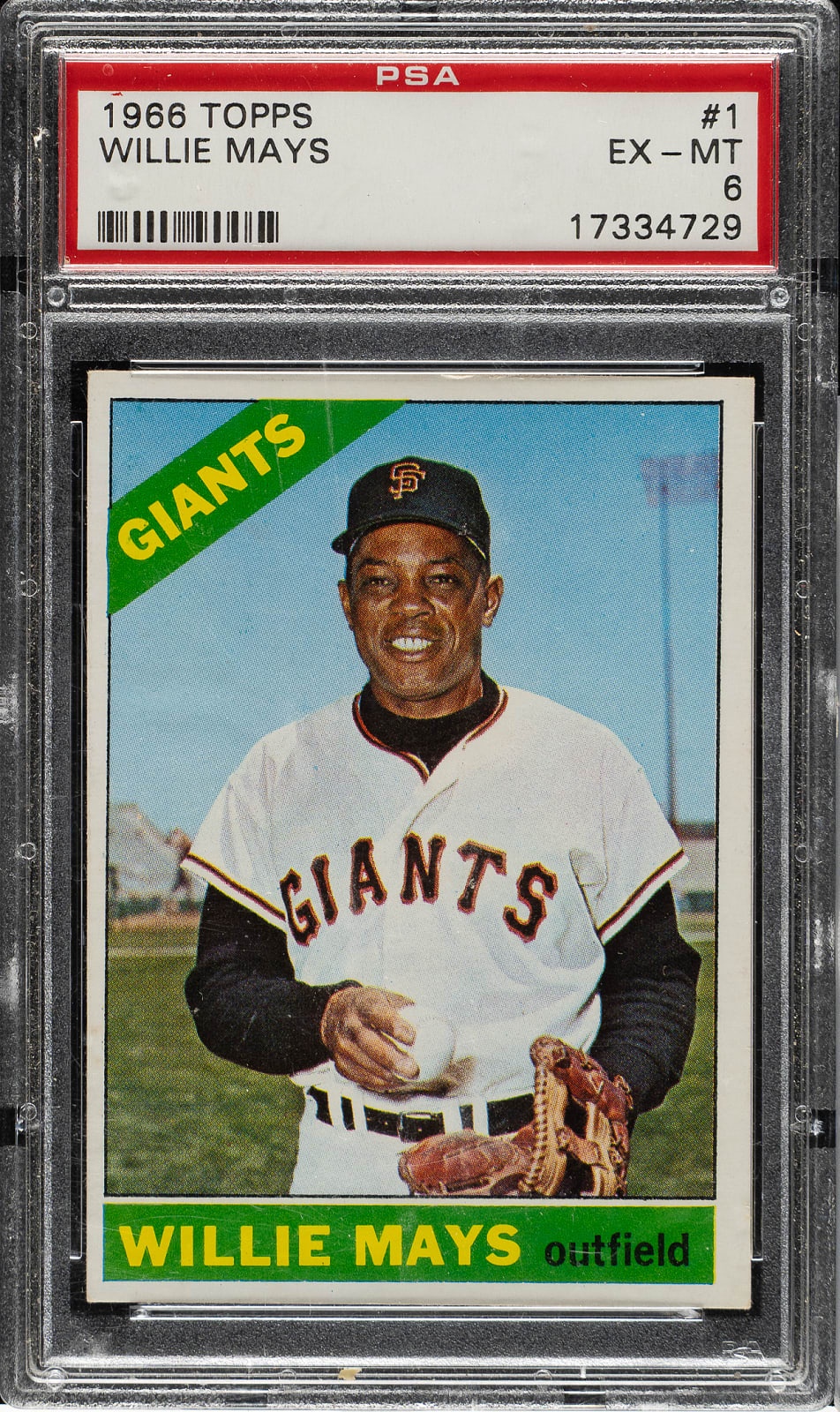 Lot # 3090: 1966 Topps #1 Willie Mays PSA EX-MT 6