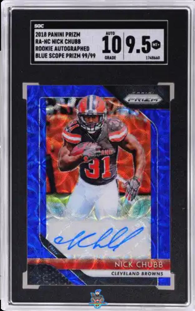 2018 Panini Prizm Rookie Auto. Blue Scope Prizm Nick Chubb #RA-NC