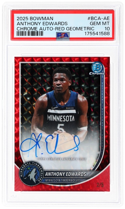 2025 Bowman Chrome Autograph Red Geometric Anthony Edwards #BCAAE /5