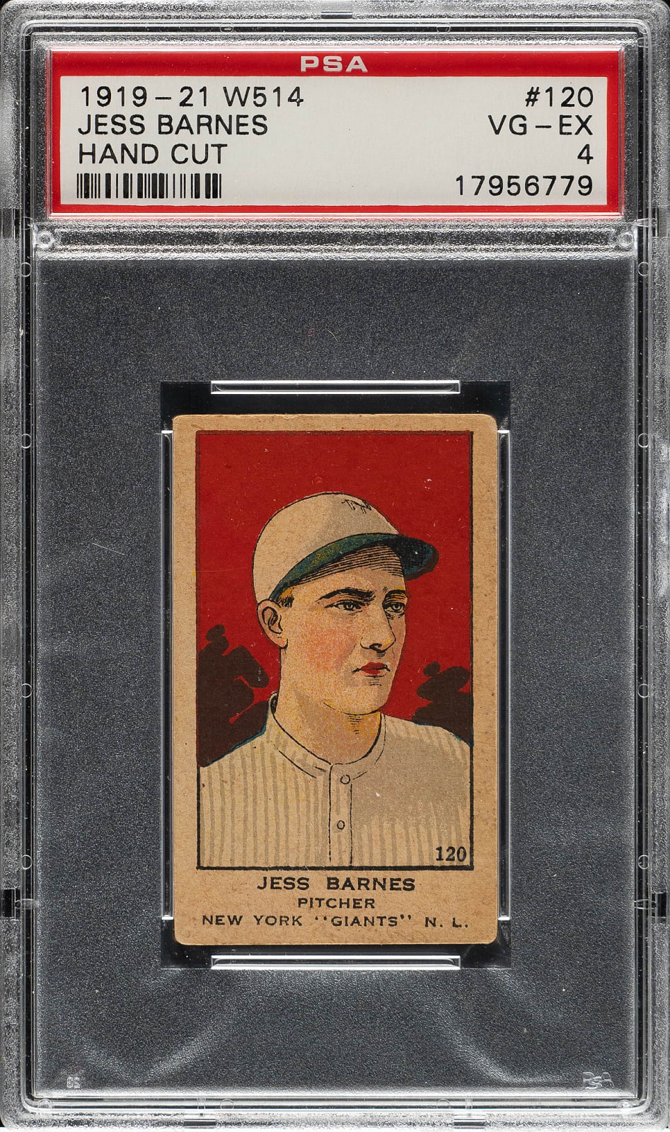 Lot # 1338: 1920-1921 W514 #120 Jesse Barnes PSA VG-EX 4