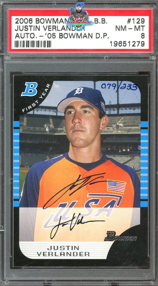 2006 Bowman Originals Buyback '05 Bowman Draft Picks Autograph Justin Verlander #129 /233