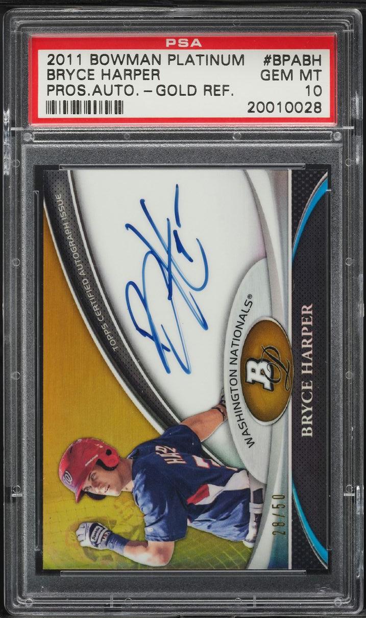 2011 Bowman Platinum Bryce Harper Prospect Autograph Gold Refractor