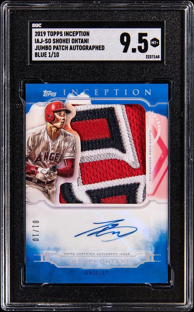 2019 Topps Inception Jumbo Patch Autographs Blue #IAJ-SO Shohei Ohtani Signed Patch Card (#01/10) -