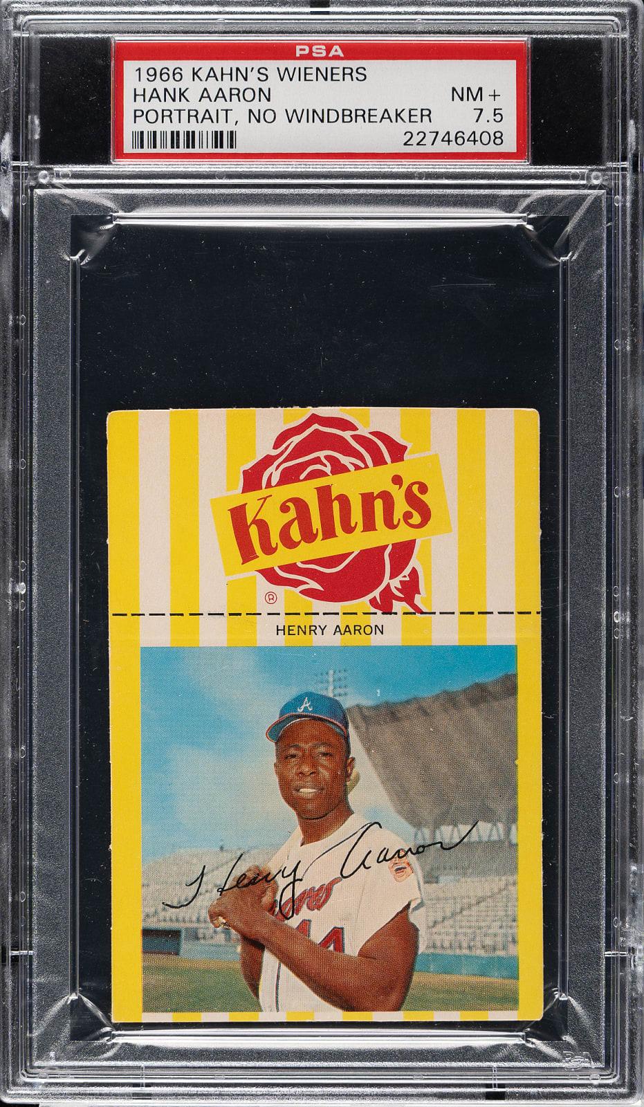 Lot # 2274: 1966 Kahn's Wieners Hank Aaron PSA NM+ 7.5