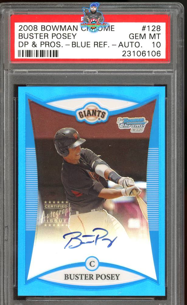 2008 Bowman Draft Picks and Prospects Chrome Autograph Blue Refractor Buster Posey #BDPP128 /150