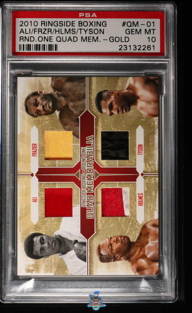 2010 Ringside Boxing Round One Quad Memorabilia Gold Muhammad Ali/Joe Frazier/Larry Holmes/Mike Tyson #QM1 /10
