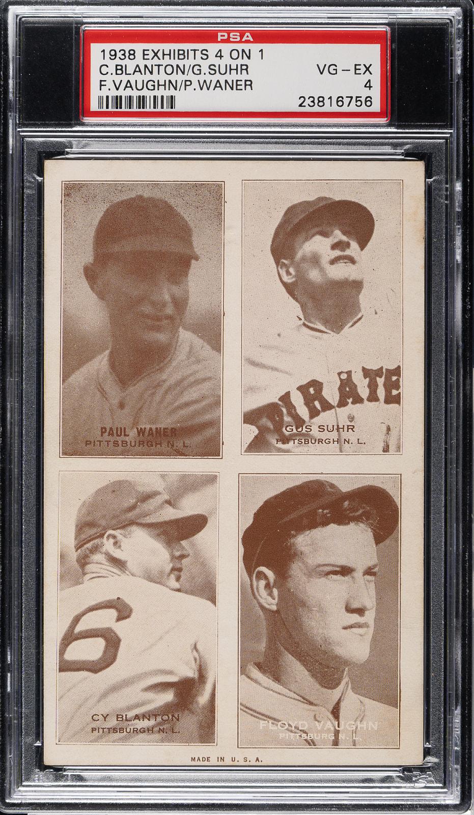 Lot # 1468: 1938 Exhibits 4-On-1 with Paul Waner and Floyd Vaughan PSA VG-EX 4