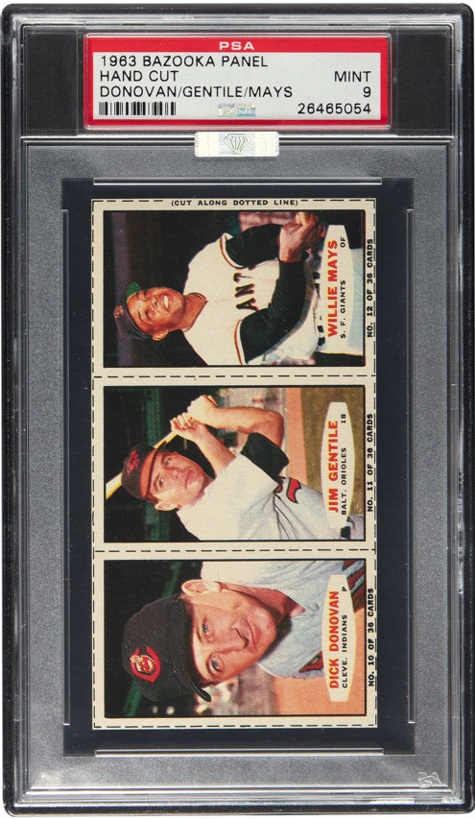 1963 Bazooka Panel Hand Cut (Donovan, Gentile, Mays) PSA Mint 9
- Only One Higher - MBA Silver!