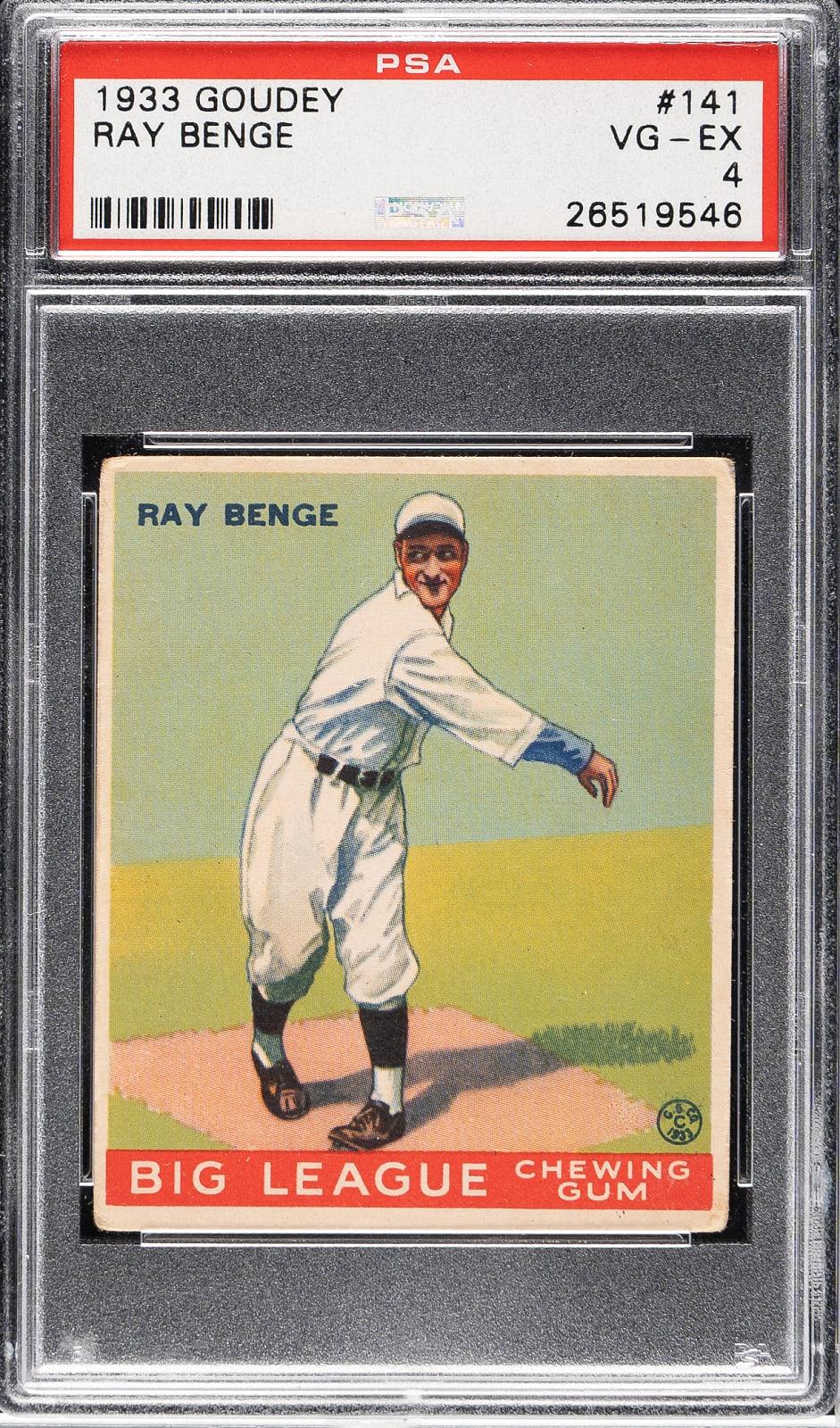 Lot # 1028: 1933 R319 Goudey #141 Ray Benge PSA VG-EX 4