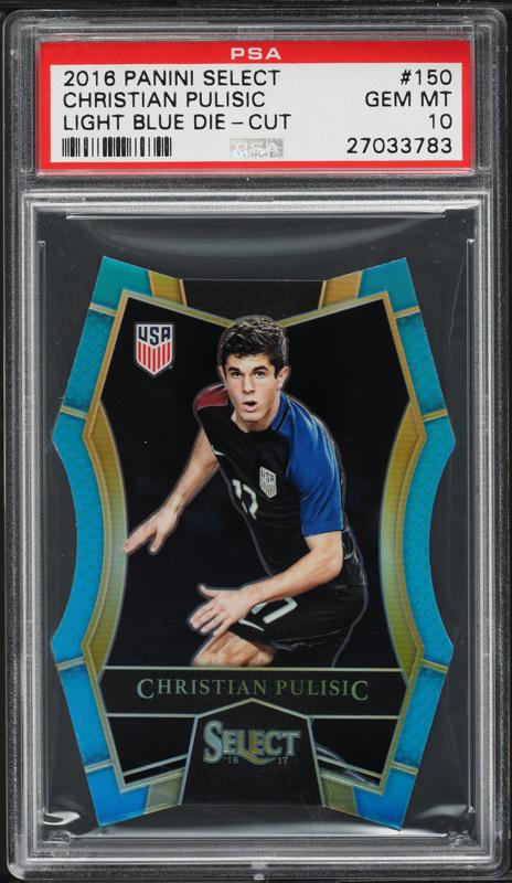 2016 Select Light Blue Prizm Die-Cut Christian Pulisic ROOKIE /249 #150 PSA 10 GEM MINT