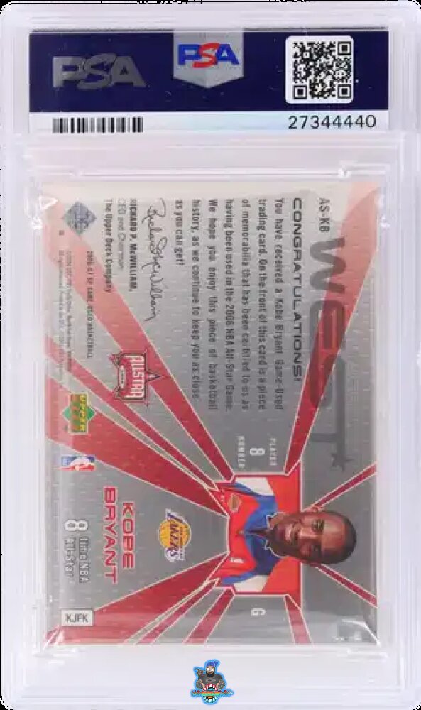 Back of 2006 SP Game Used All-Star Memorabilia Kobe Bryant #AS-KB /100