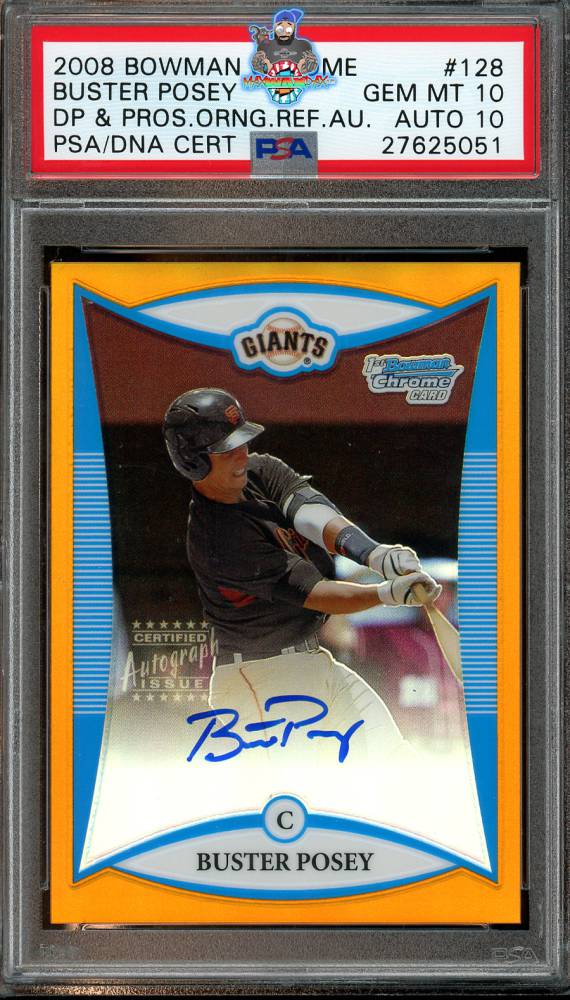 2008 Bowman Draft Picks and Prospects Autograph Orange Refractor Buster Posey #BDPP128 /25
