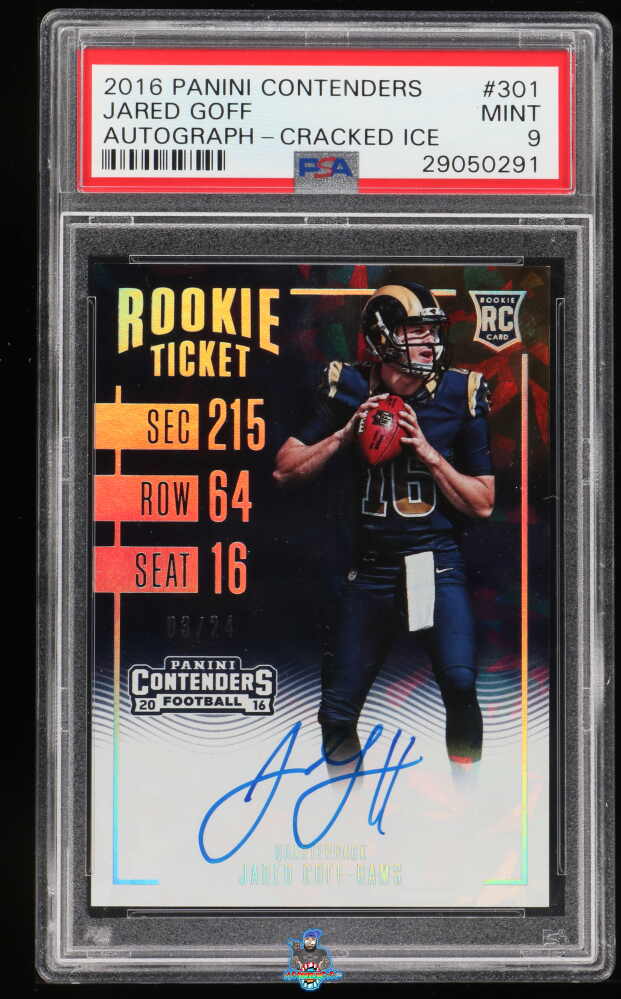 2016 Panini Contenders Team Logo Autograph Rookie Ticket Cracked Ice Jared Goff #301A /24