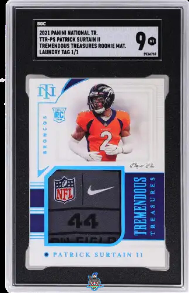 2021 Panini National Treasures Tremendous Treasures Rookie Mat. Laundry Tag 1/1 Patrick Surtain II #TTR-PS