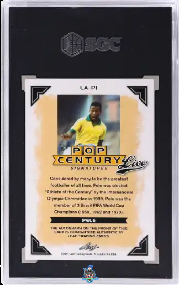 Back of 2014 Leaf Pop Century Pele Live Auto. Silver