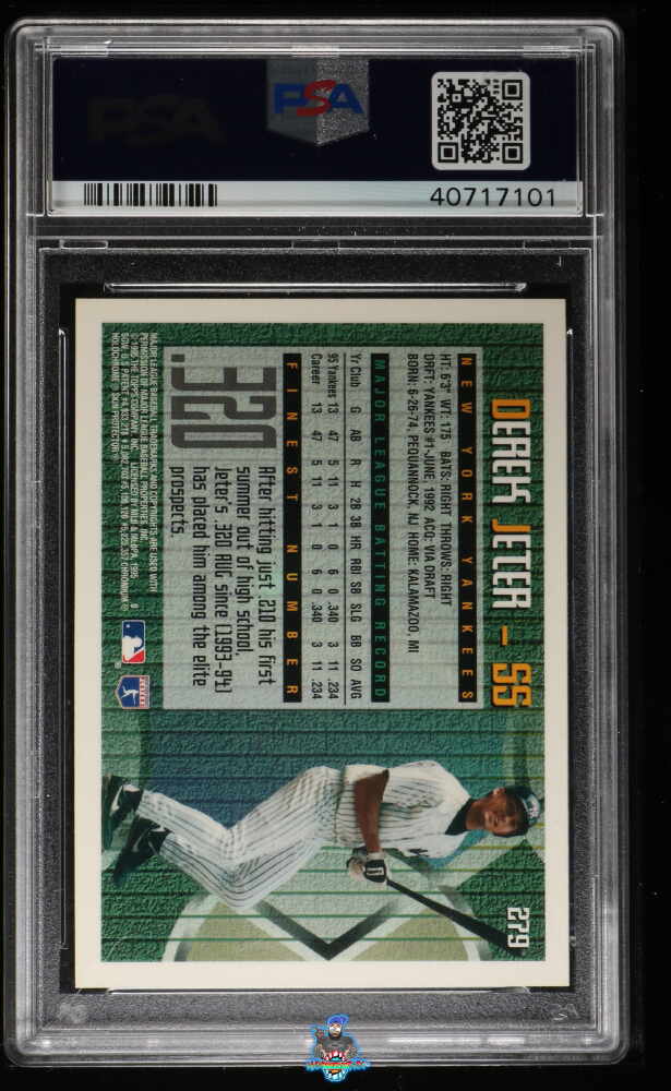 Back of 1995 Finest W/Coating Derek Jeter #279