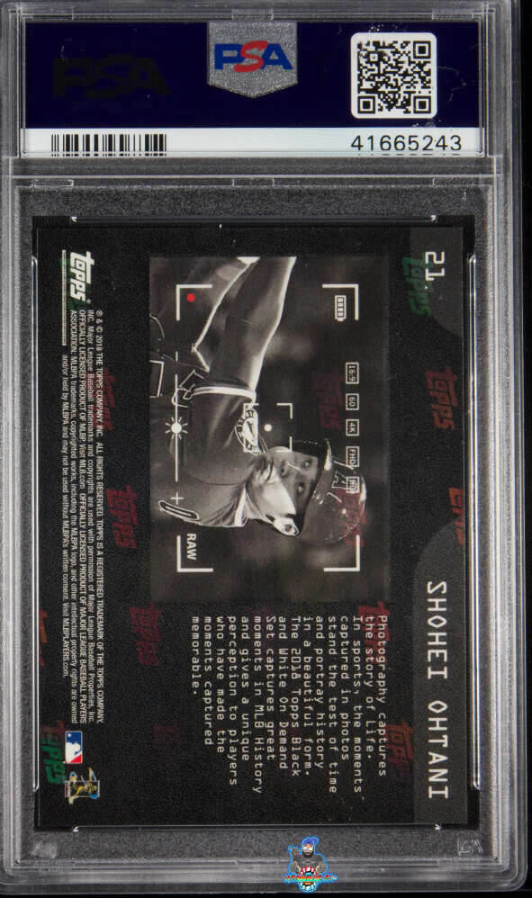 Back of 2018 Topps On Demand Black and White Shohei Ohtani #21