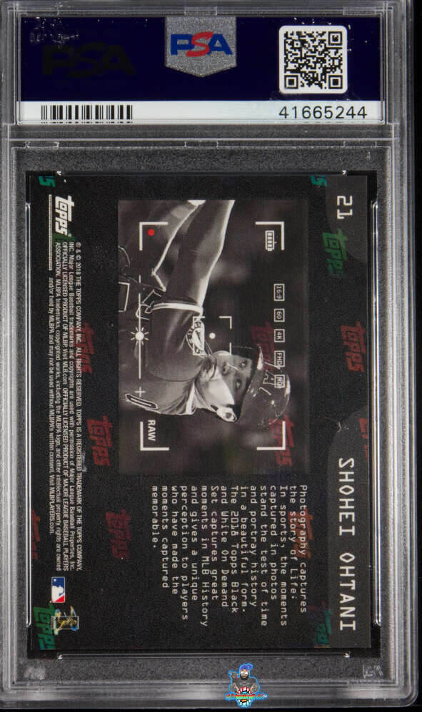 Back of 2018 Topps On Demand Black and White Shohei Ohtani #21